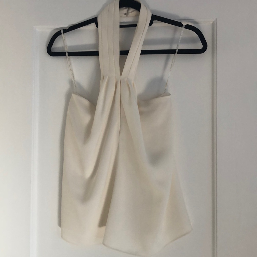 Amanda Uprichard cream halter silk blouse